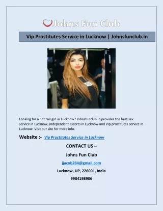 Vip Prostitutes Service in Lucknow | Johnsfunclub.in