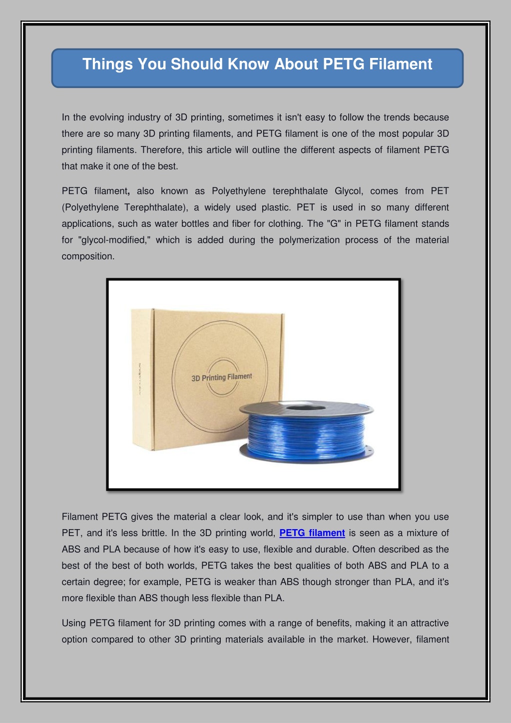 PPT - Things You Should Know About PETG Filament PowerPoint ...
