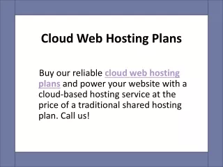 Cloud Web Hosting Plans