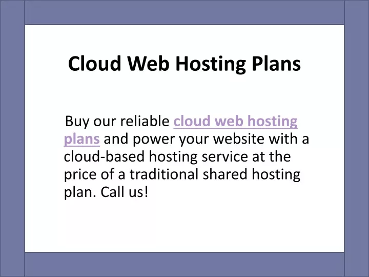 cloud web hosting plans