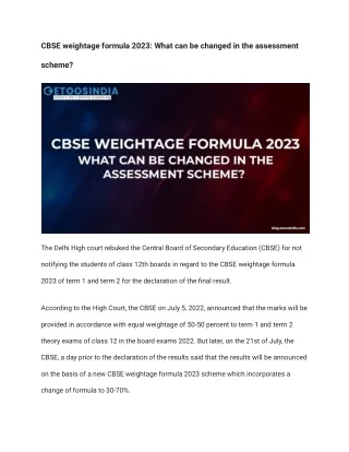 CBSE Weightage Formula 2023: What can be changed in the assessment scheme
