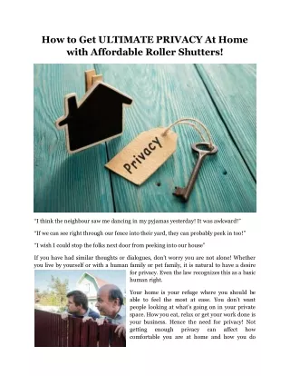 How to Get ULTIMATE PRIVACY At Home with Affordable Roller Shutters!