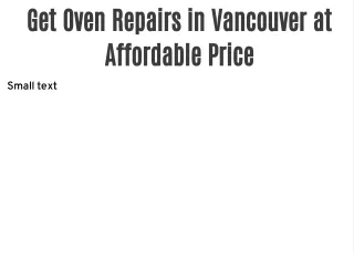 Get Oven Repairs in Vancouver at Affordable Price