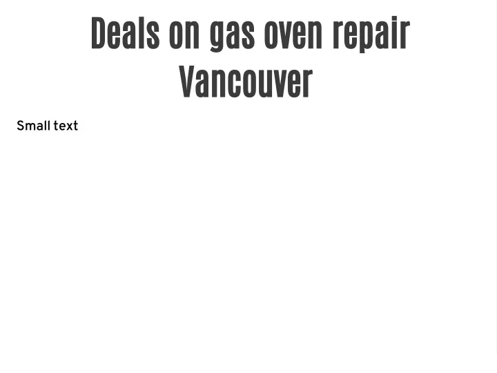 deals on gas oven repair vancouver