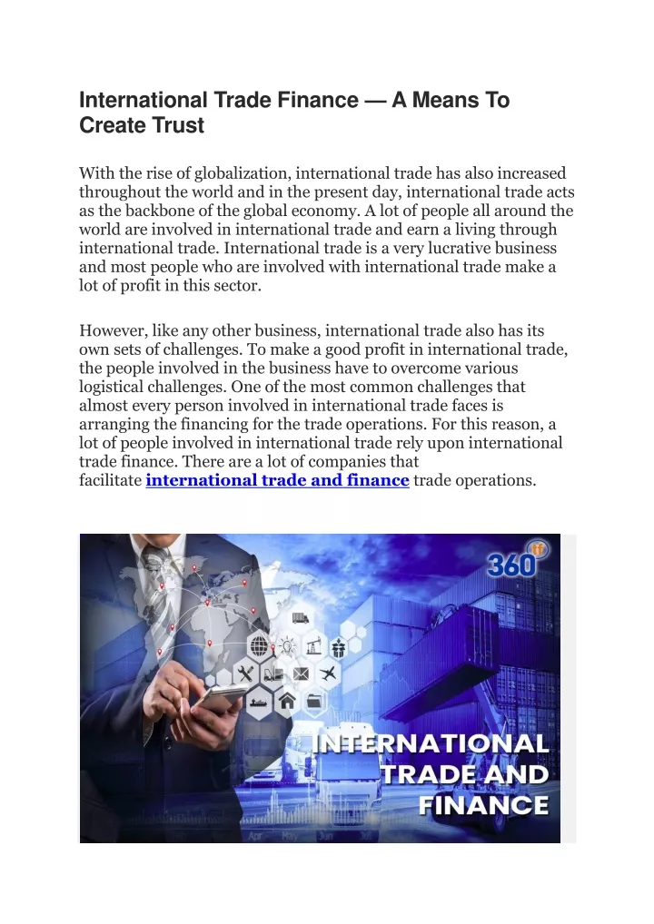 international trade finance a means to create