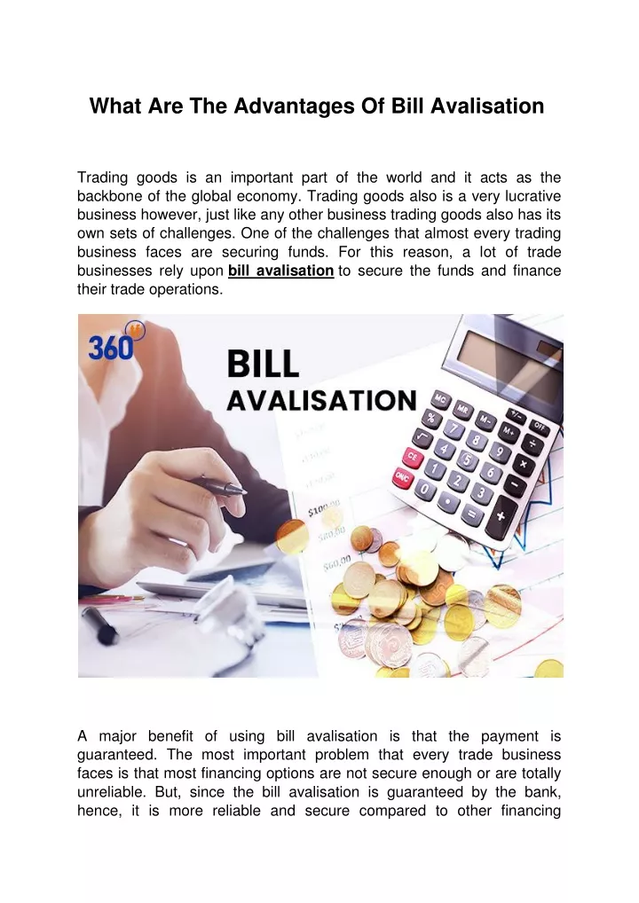 what are the advantages of bill avalisation