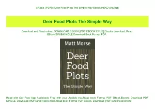 ((Read_[PDF])) Deer Food Plots The Simple Way Ebook READ ONLINE