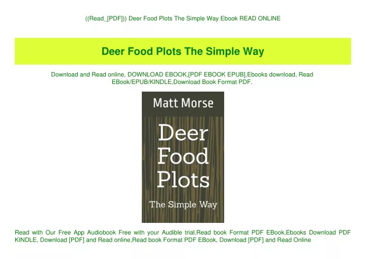 read pdf deer food plots the simple way ebook
