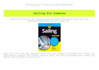 Pdf [download]^^ Sailing For Dummies EBOOK #pdf