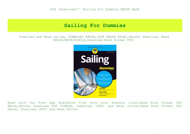 pdf download sailing for dummies ebook pdf