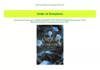 r e a d order of scorpions pdf full