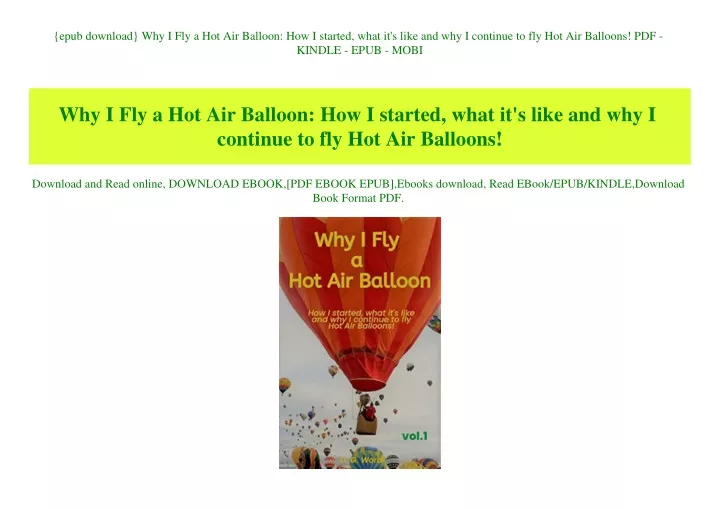 epub download why i fly a hot air balloon