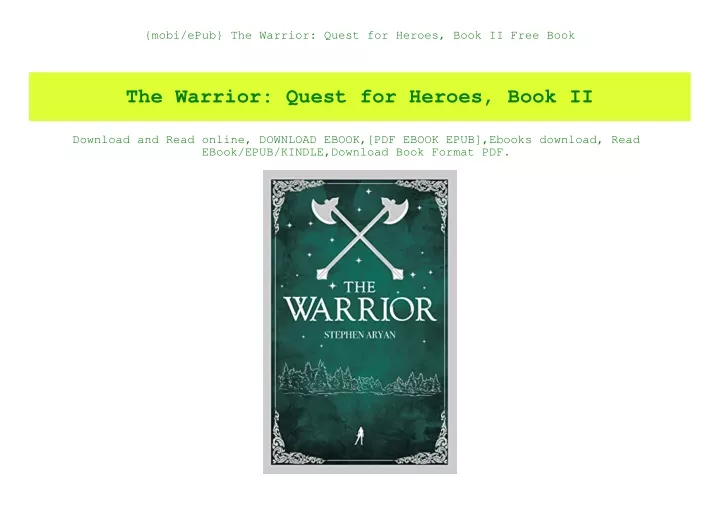 mobi epub the warrior quest for heroes book