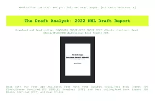 Read Online The Draft Analyst 2022 NHL Draft Report [PDF EBOOK EPUB KINDLE]