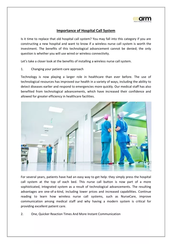 importance of hospital call system