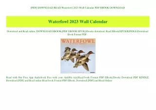 [PDF] DOWNLOAD READ Waterfowl 2023 Wall Calendar PDF EBOOK DOWNLOAD