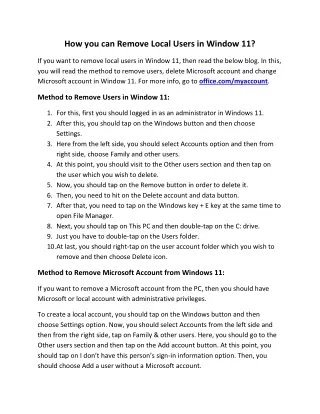 how you can remove local users in window 11
