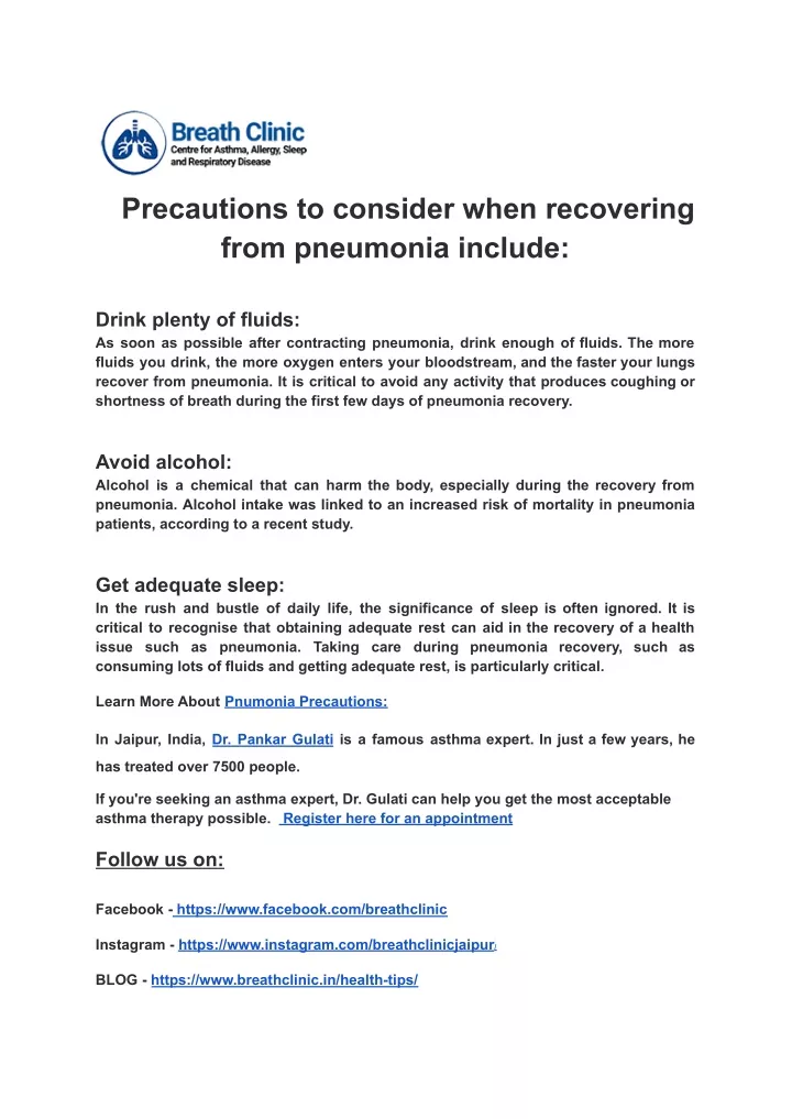 precautions to consider when recovering from