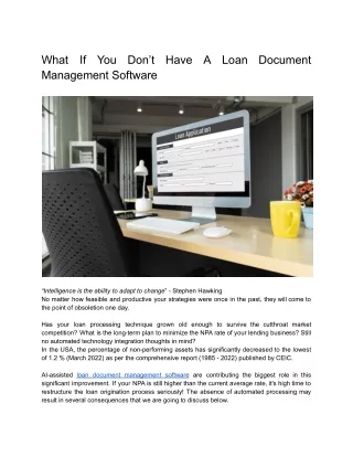 What If You Don’t Have A Loan Document Management Software