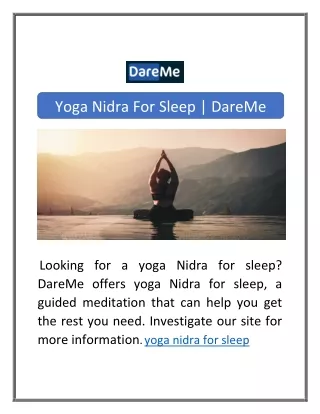 Yoga Nidra For Sleep | DareMe