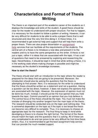 characteristics and format of thesis writing