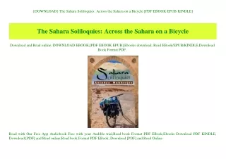 {DOWNLOAD} The Sahara Soliloquies Across the Sahara on a Bicycle [PDF EBOOK EPUB KINDLE]