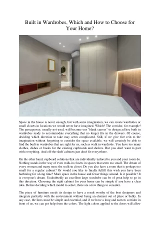 built in wardrobes which and how to choose
