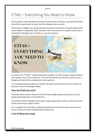ETIAS – Everything You Need to Know