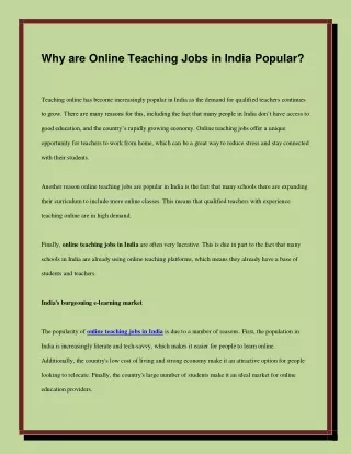 online teaching jobs in India