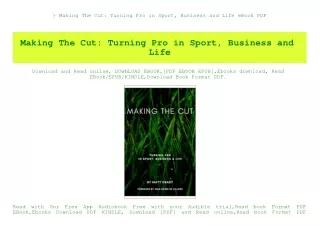 ^DOWNLOAD-PDF) Making The Cut Turning Pro in Sport  Business and Life eBook PDF