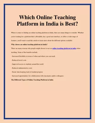 online teaching platform in India