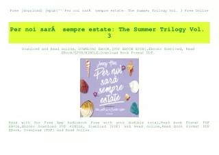 Free [download] [epub]^^ Per noi sarÃƒÂ  sempre estate The Summer Trilogy Vol. 3 Free Online