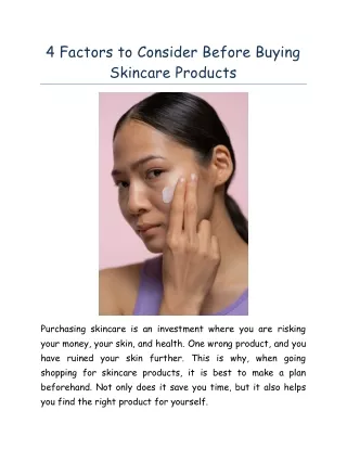 4 Factors to Consider Before Buying Skincare Products