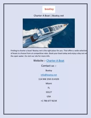 Charter A Boat  Boatsy.net