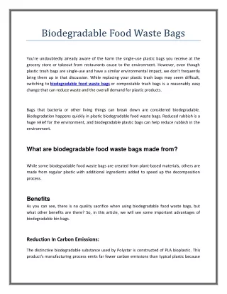 Biodegradable Food Waste Bags