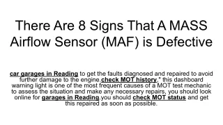 there are 8 signs that a mass airflow sensor