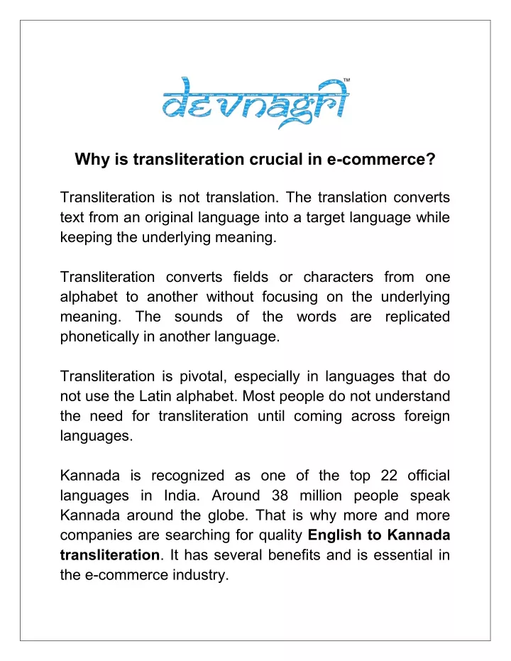 why is transliteration crucial in e commerce