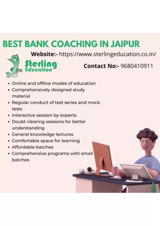 Best Bank Coaching Institute in Jaipur Sterling Education