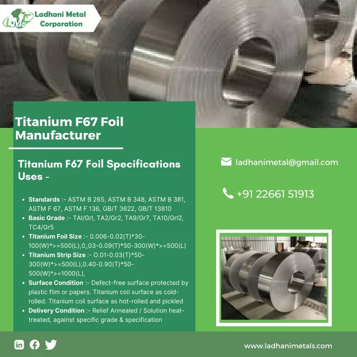 titanium f67 foil manufacturer