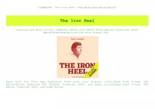 {DOWNLOAD} The Iron Heel [PDF EPuB AudioBook Ebook]