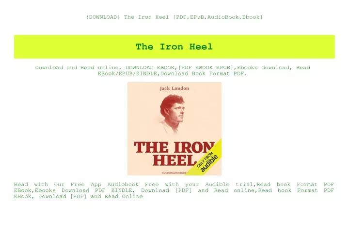 download the iron heel pdf epub audiobook ebook