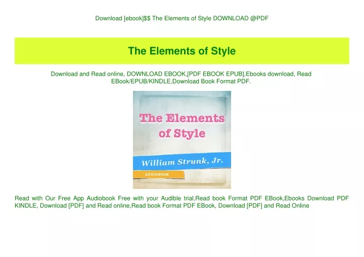 download ebook the elements of style download @pdf