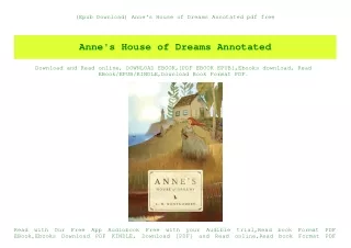 (Epub Download) Anne's House of Dreams Annotated pdf free