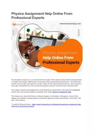 physics assignment help online from professional