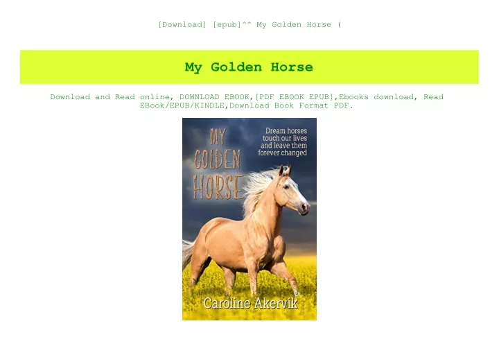 download epub my golden horse