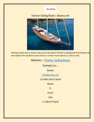 Charter Sailing Boats  Boatsy.net