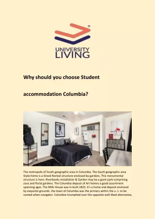 Why should you choose Student accommodation Columbia