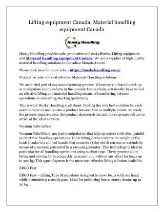 lifting equipment canada material handling