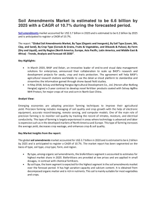 soil amendments market is estimated
