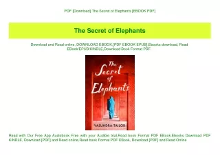 PDF [Download] The Secret of Elephants [EBOOK PDF]